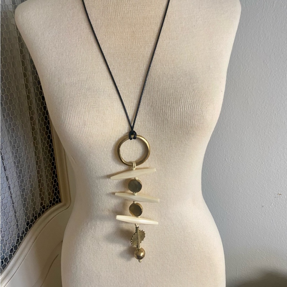 Lala Salama Huru Necklace Brass Reclaimed Upcycled Horn Traditional Kenya - Picture 2 of 4